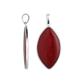 Handcrafted Sterling Silver Red Coral Marquise Heritage Elegance Pendant.